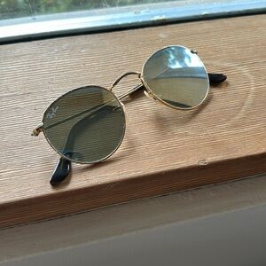 Reflective round metal ray ban sunglasses